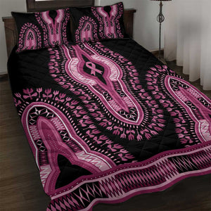 Breast Cancer Awareness Pink Ribbon Afro Quilt Bed Set Dashiki Style - African Pride