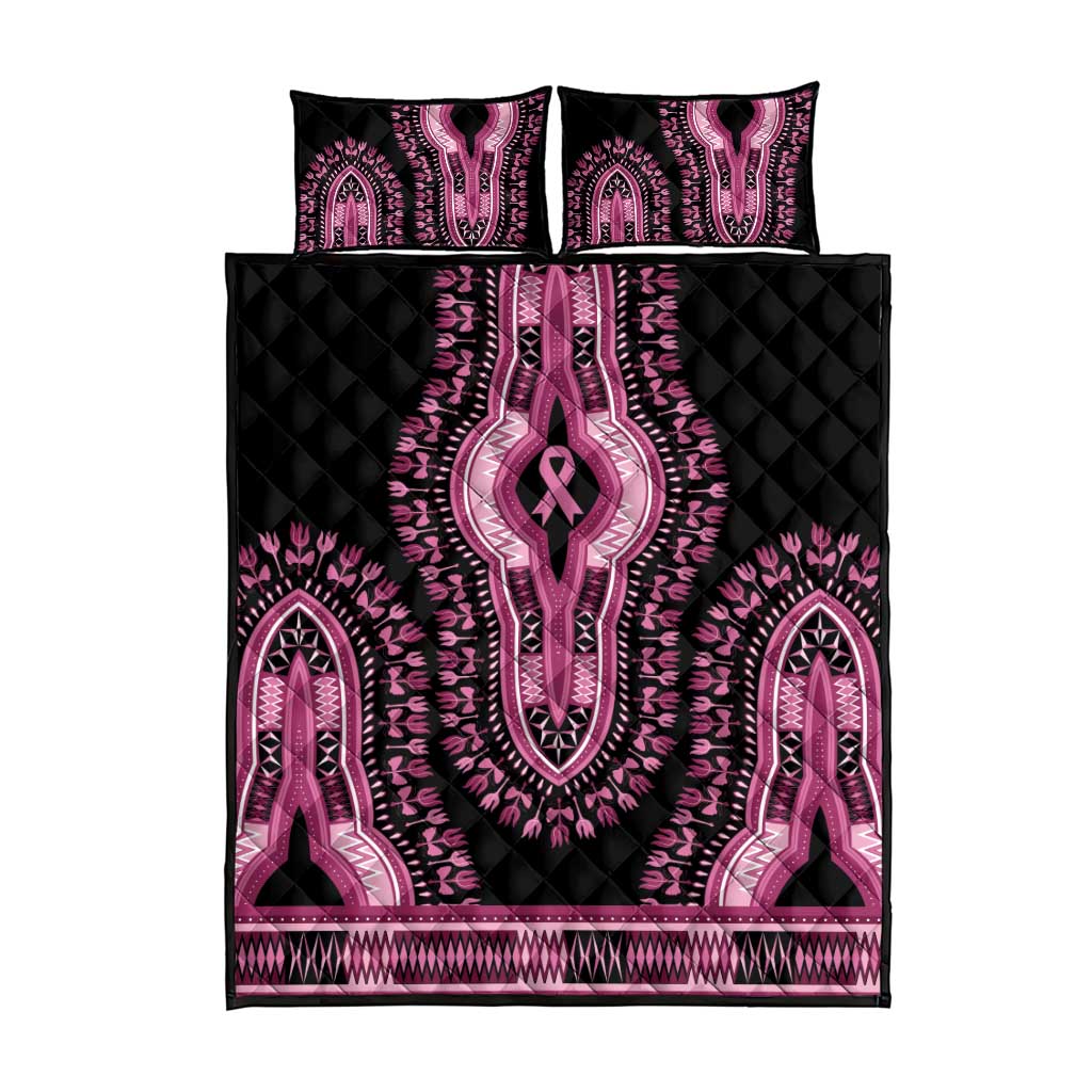 Breast Cancer Awareness Pink Ribbon Afro Quilt Bed Set Dashiki Style - African Pride