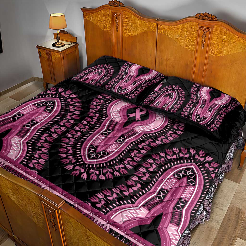 Breast Cancer Awareness Pink Ribbon Afro Quilt Bed Set Dashiki Style - African Pride