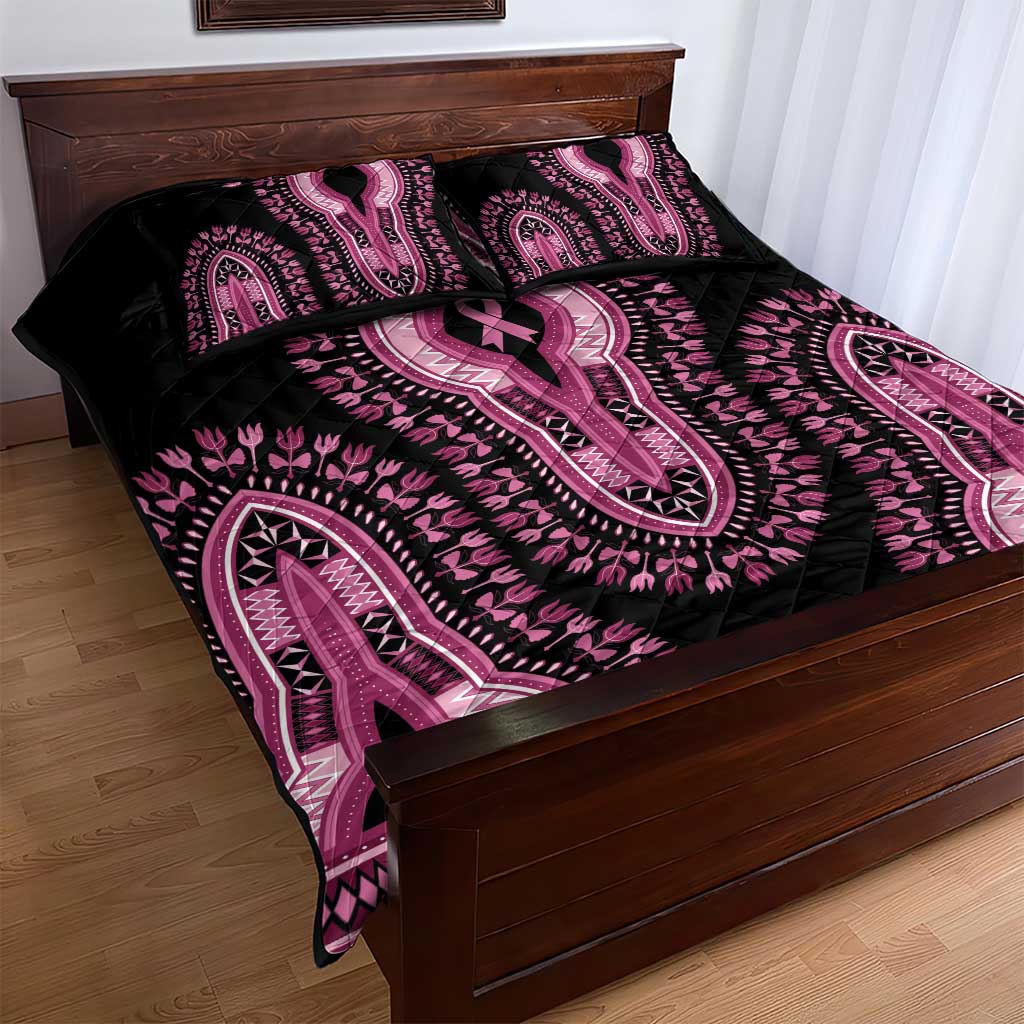 Breast Cancer Awareness Pink Ribbon Afro Quilt Bed Set Dashiki Style - African Pride