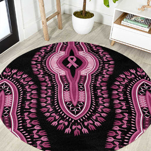 Breast Cancer Awareness Pink Ribbon Afro Round Carpet Dashiki Style - African Pride