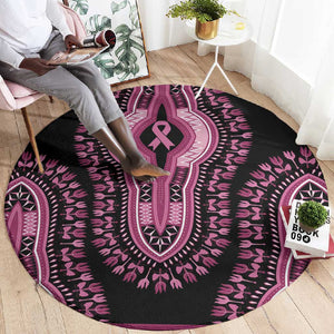 Breast Cancer Awareness Pink Ribbon Afro Round Carpet Dashiki Style - African Pride
