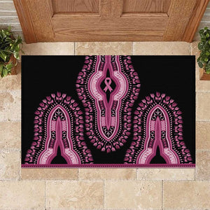Breast Cancer Awareness Pink Ribbon Afro Rubber Doormat Dashiki Style - African Pride