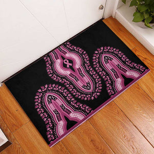 Breast Cancer Awareness Pink Ribbon Afro Rubber Doormat Dashiki Style - African Pride