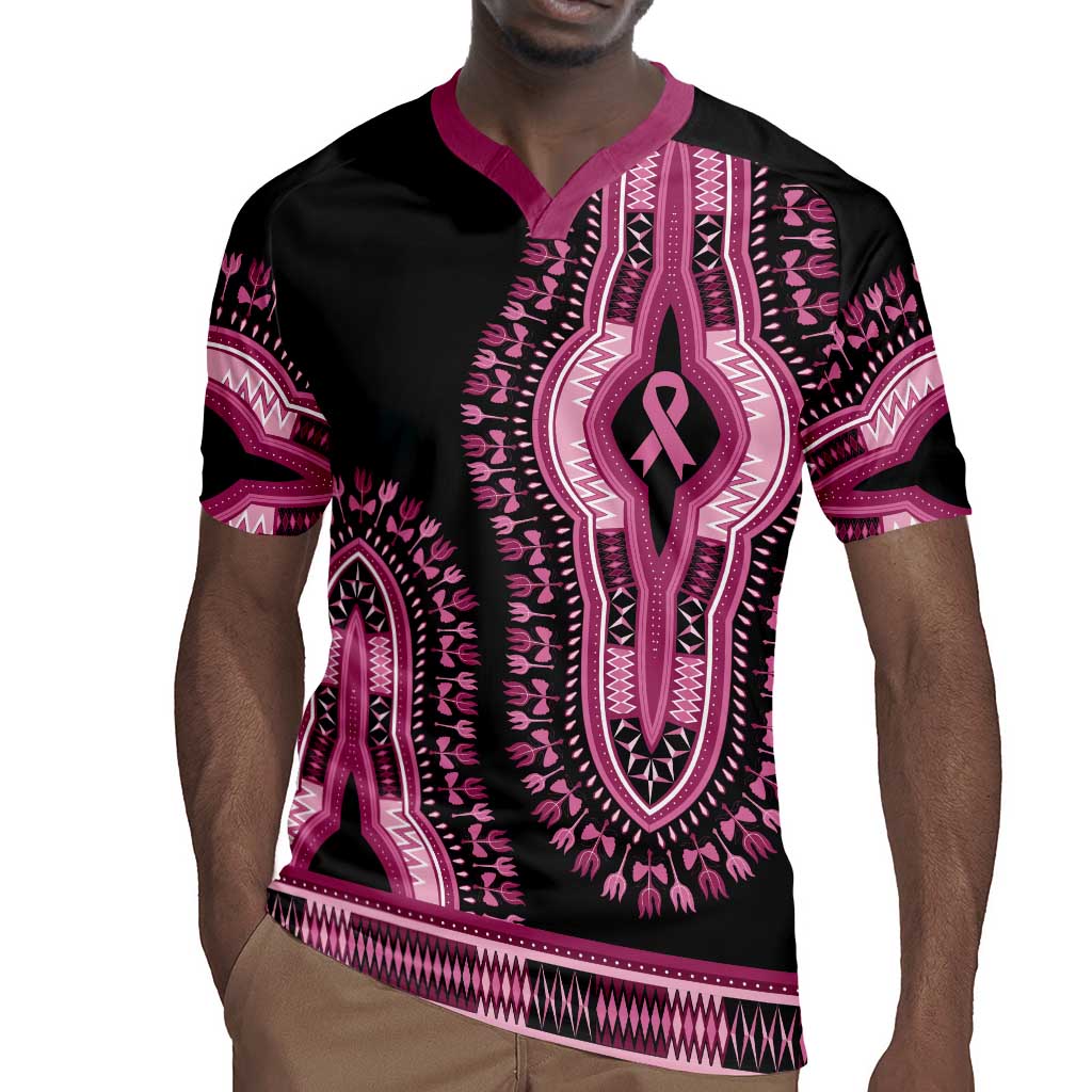 Breast Cancer Awareness Pink Ribbon Afro Rugby Jersey Dashiki Style - African Pride