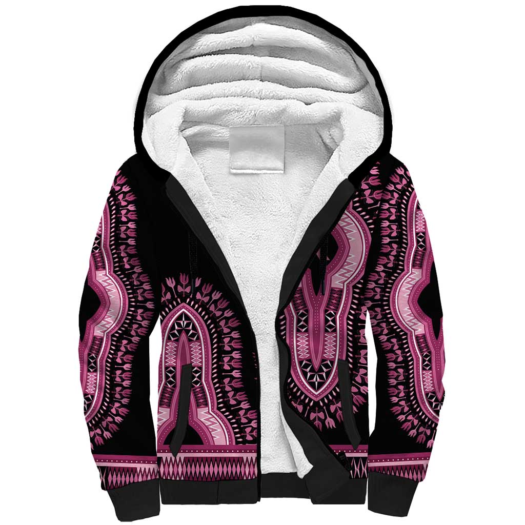 Breast Cancer Awareness Pink Ribbon Afro Sherpa Hoodie Dashiki Style - African Pride