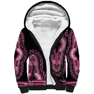 Breast Cancer Awareness Pink Ribbon Afro Sherpa Hoodie Dashiki Style - African Pride