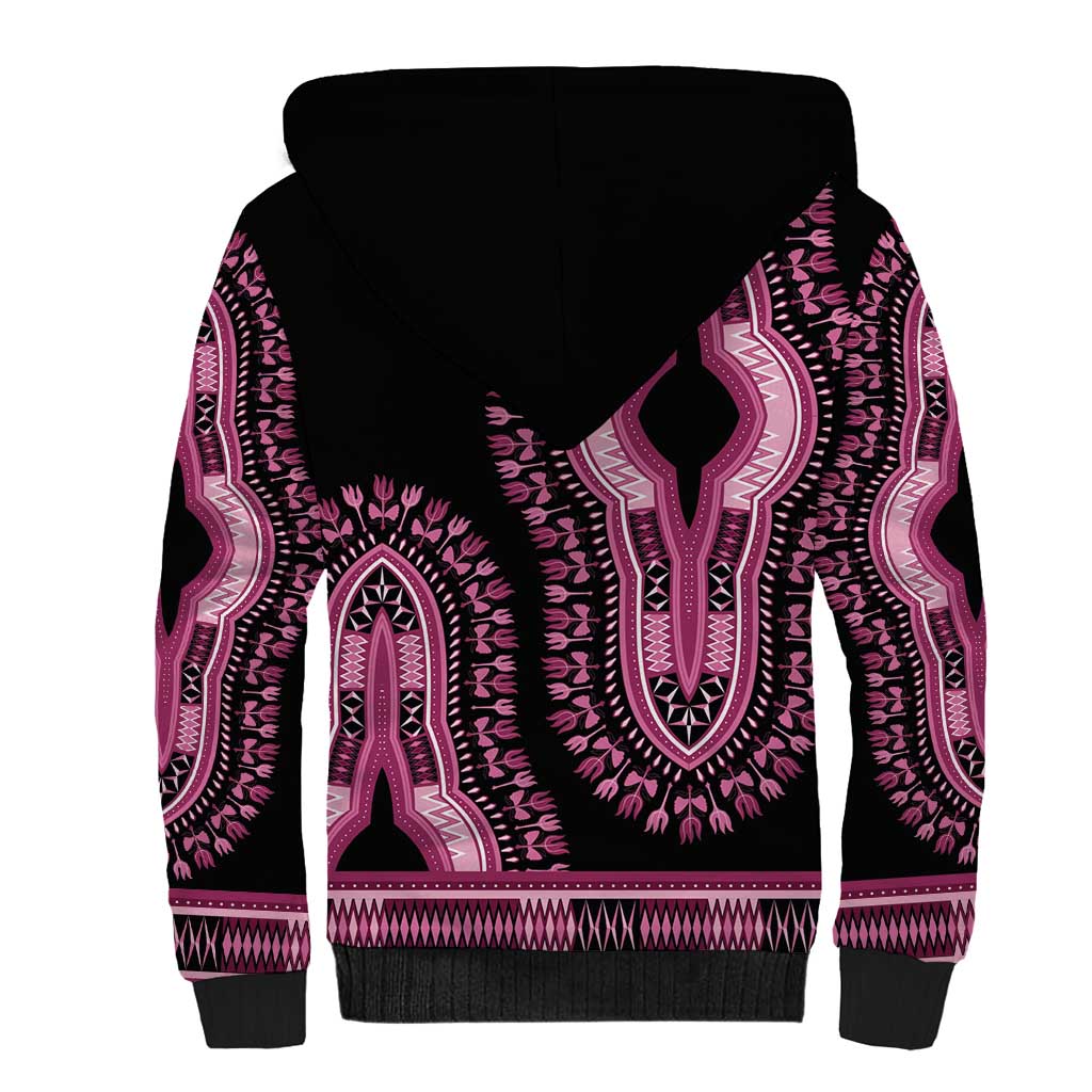 Breast Cancer Awareness Pink Ribbon Afro Sherpa Hoodie Dashiki Style - African Pride
