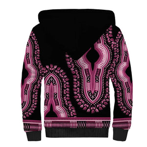 Breast Cancer Awareness Pink Ribbon Afro Sherpa Hoodie Dashiki Style - African Pride