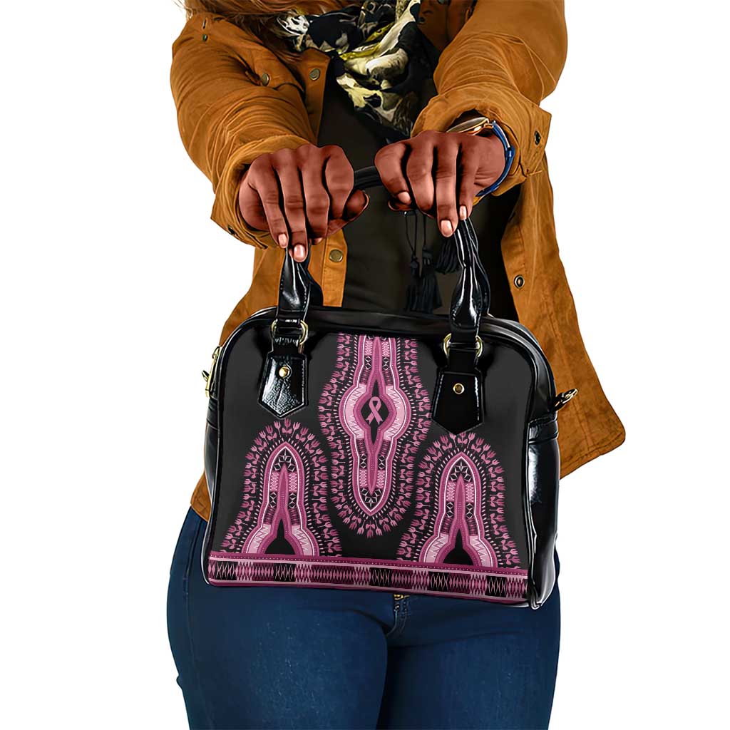 Breast Cancer Awareness Pink Ribbon Afro Shoulder Handbag Dashiki Style - African Pride