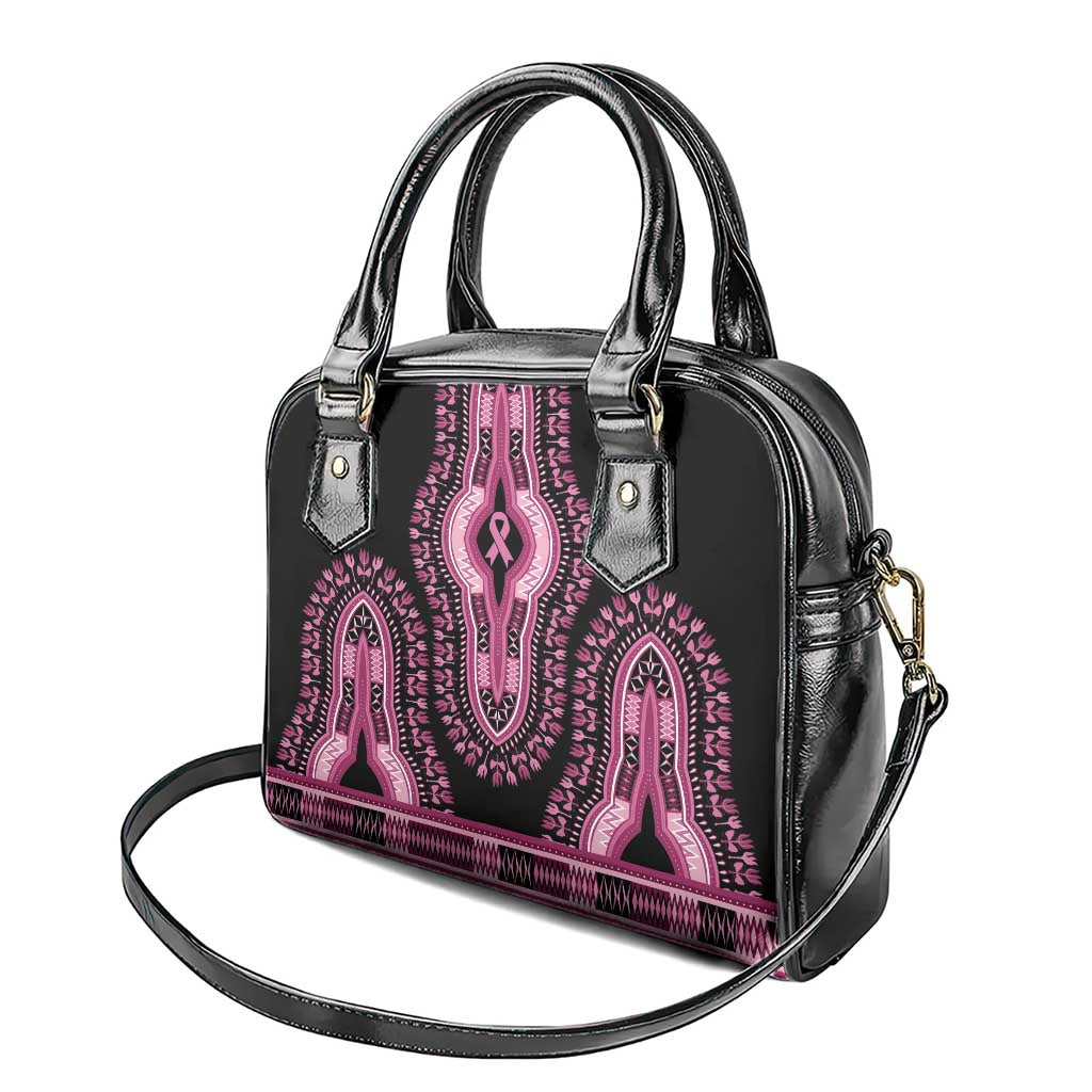 Breast Cancer Awareness Pink Ribbon Afro Shoulder Handbag Dashiki Style - African Pride