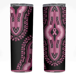 Breast Cancer Awareness Pink Ribbon Afro Skinny Tumbler Dashiki Style - African Pride