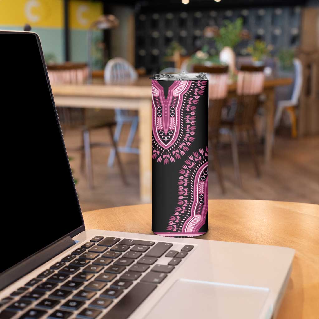 Breast Cancer Awareness Pink Ribbon Afro Skinny Tumbler Dashiki Style - African Pride