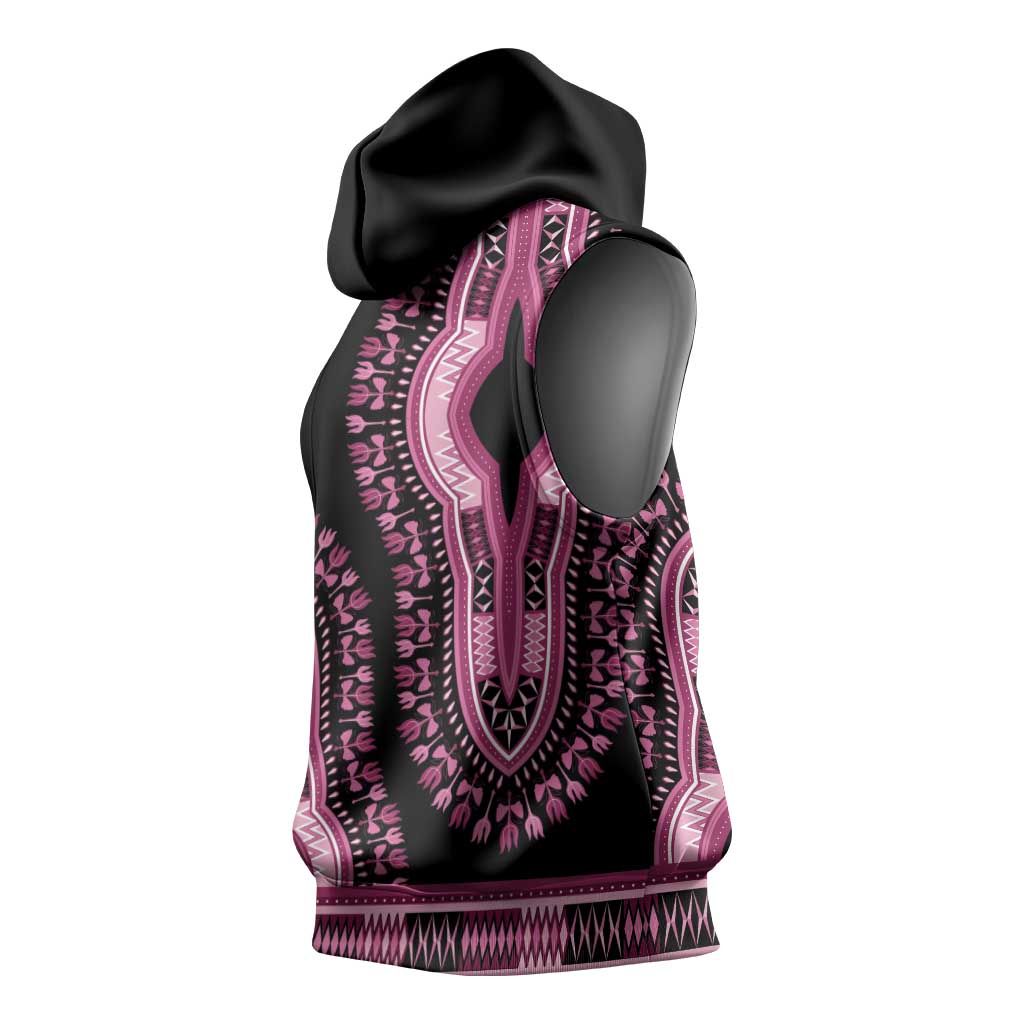 Breast Cancer Awareness Pink Ribbon Afro Sleeveless Hoodie Dashiki Style - African Pride
