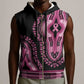 Breast Cancer Awareness Pink Ribbon Afro Sleeveless Zip Hoodie Dashiki Style - African Pride