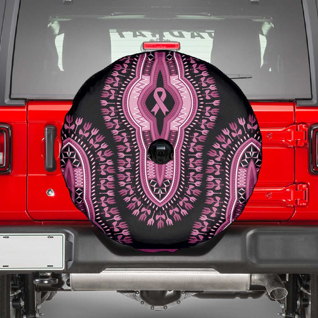 Breast Cancer Awareness Pink Ribbon Afro Spare Tire Cover Dashiki Style - African Pride