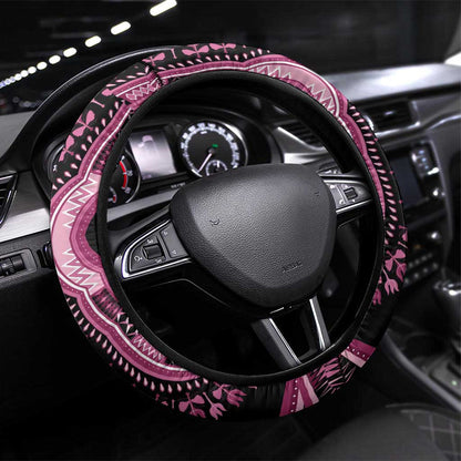 Breast Cancer Awareness Pink Ribbon Afro Steering Wheel Cover Dashiki Style - African Pride