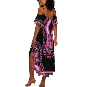 Breast Cancer Awareness Pink Ribbon Afro Summer Maxi Dress Dashiki Style - African Pride
