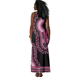 Breast Cancer Awareness Pink Ribbon Afro Tank Maxi Dress Dashiki Style - African Pride