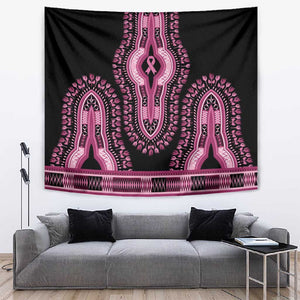 Breast Cancer Awareness Pink Ribbon Afro Tapestry Dashiki Style - African Pride