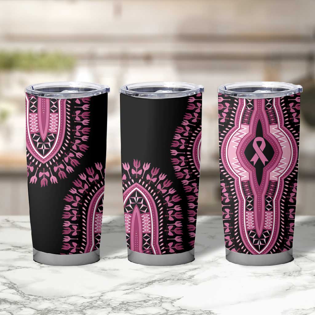 Breast Cancer Awareness Pink Ribbon Afro Tumbler Cup Dashiki Style - African Pride