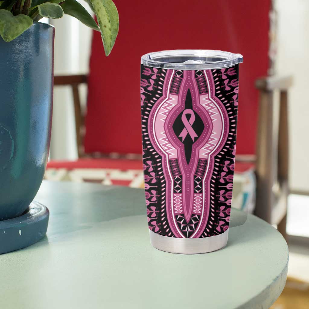 Breast Cancer Awareness Pink Ribbon Afro Tumbler Cup Dashiki Style - African Pride