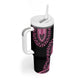 Breast Cancer Awareness Pink Ribbon Afro Tumbler With Handle Dashiki Style - African Pride