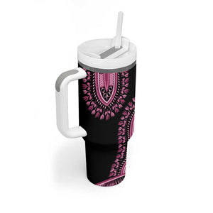 Breast Cancer Awareness Pink Ribbon Afro Tumbler With Handle Dashiki Style - African Pride