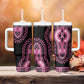 Breast Cancer Awareness Pink Ribbon Afro Tumbler With Handle Dashiki Style - African Pride