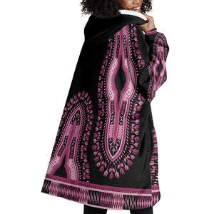 Breast Cancer Awareness Pink Ribbon Afro Wearable Blanket Hoodie Dashiki Style - African Pride