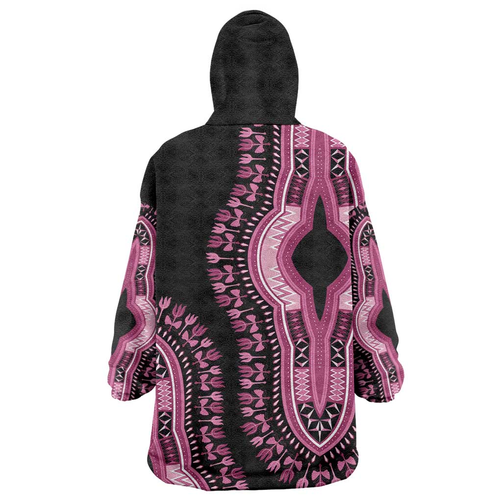 Breast Cancer Awareness Pink Ribbon Afro Wearable Blanket Hoodie Dashiki Style - African Pride
