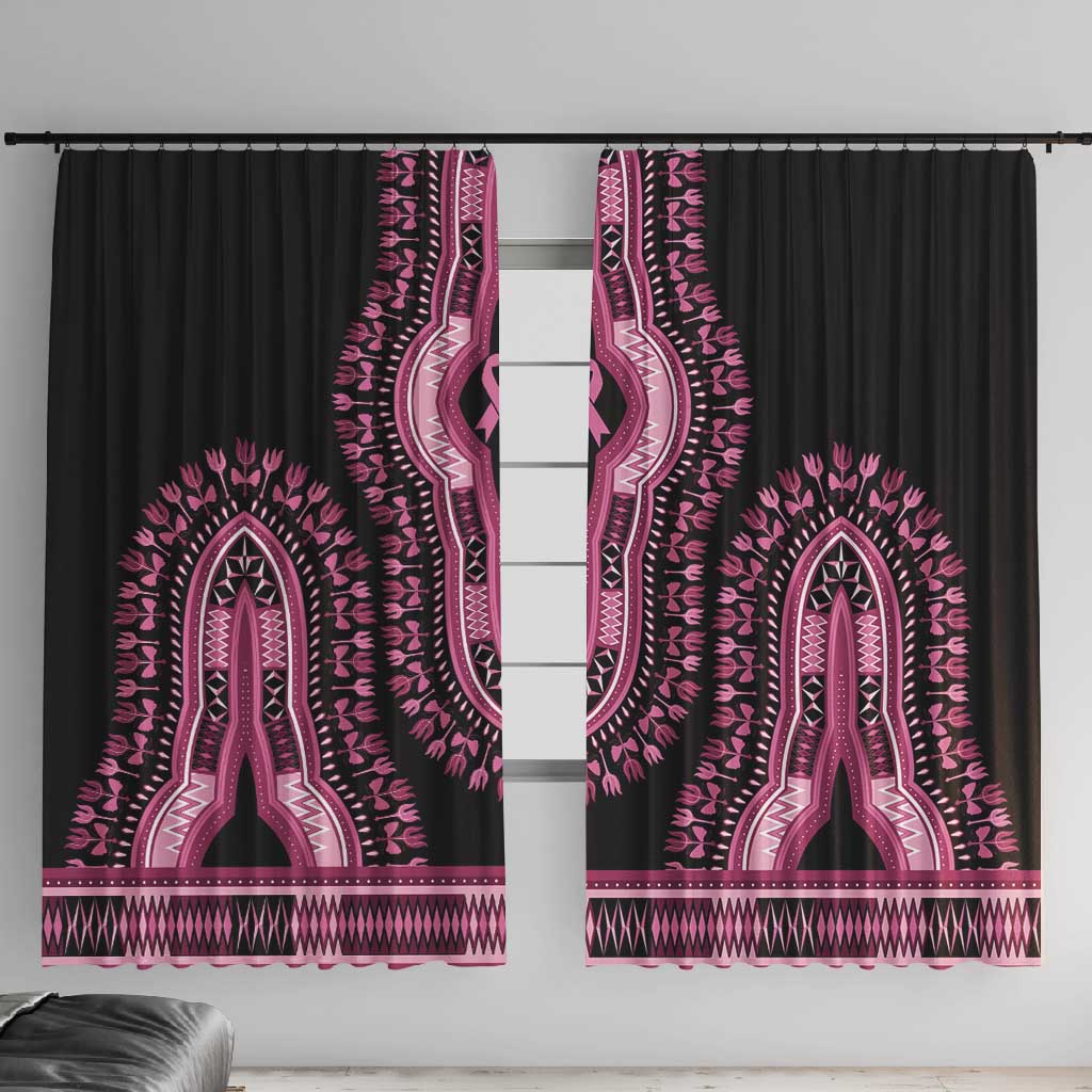 Breast Cancer Awareness Pink Ribbon Afro Window Curtain Dashiki Style - African Pride