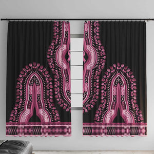 Breast Cancer Awareness Pink Ribbon Afro Window Curtain Dashiki Style - African Pride