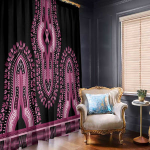 Breast Cancer Awareness Pink Ribbon Afro Window Curtain Dashiki Style - African Pride