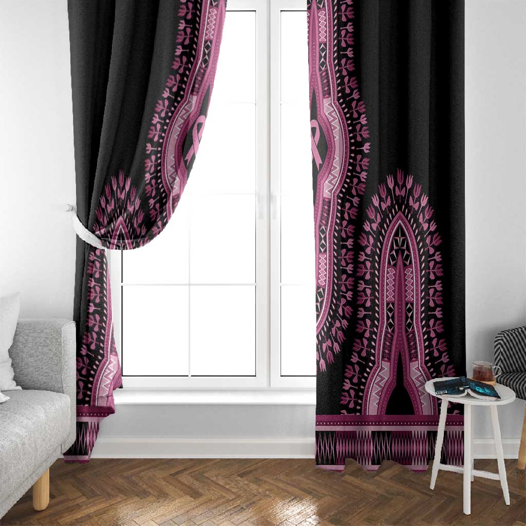 Breast Cancer Awareness Pink Ribbon Afro Window Curtain Dashiki Style - African Pride