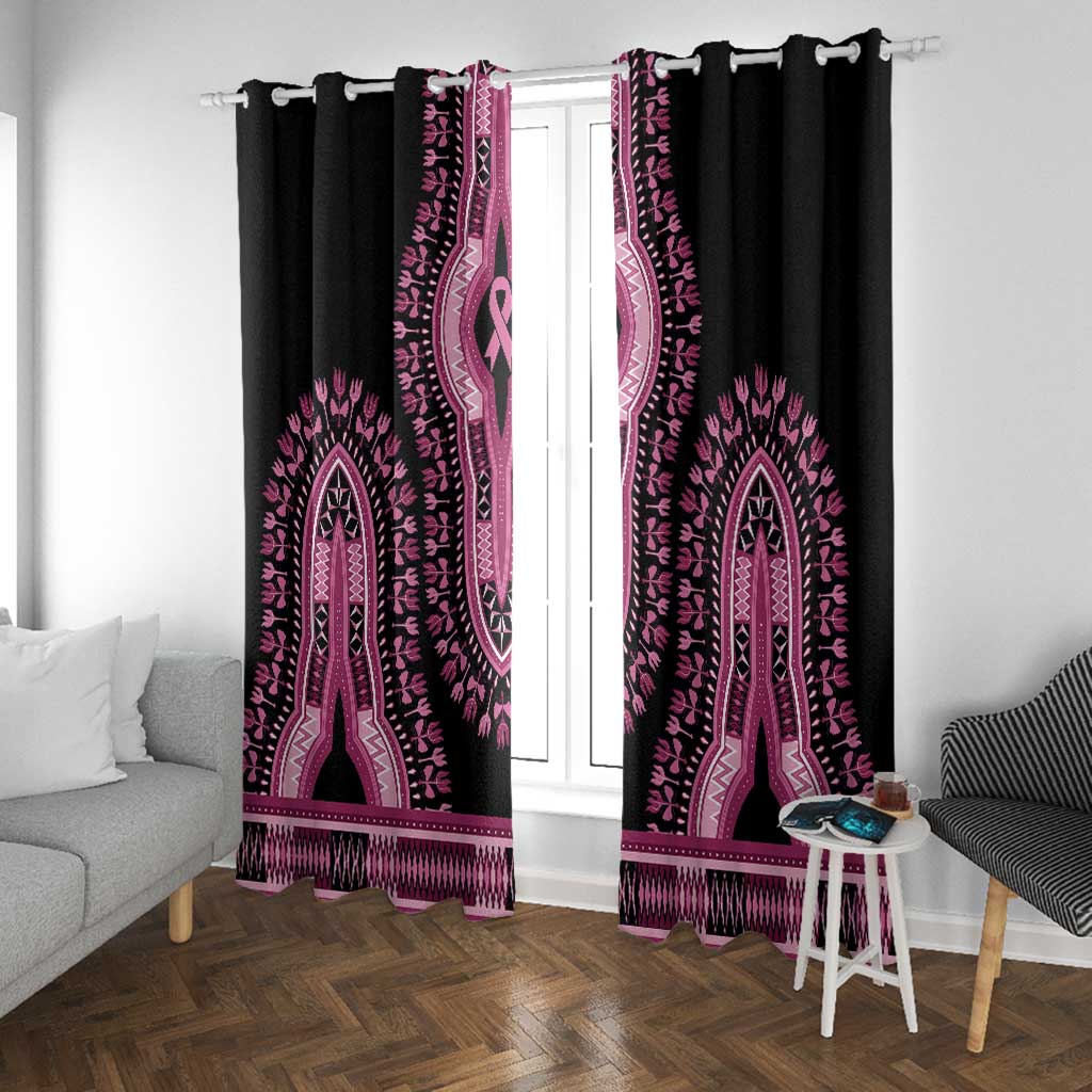Breast Cancer Awareness Pink Ribbon Afro Window Curtain Dashiki Style - African Pride