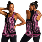 Breast Cancer Awareness Pink Ribbon Afro Women Racerback Tank Dashiki Style - African Pride