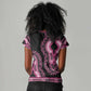 Breast Cancer Awareness Pink Ribbon Afro Women V-Neck T-Shirt Dashiki Style - African Pride