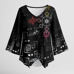 Afro Haiti Vodou Milokan Kimono Sleeve Blouse