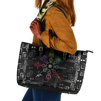 Afro Haiti Vodou Milokan Leather Tote Bag