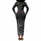 Afro Haiti Vodou Milokan Long Sleeve Bodycon Dress