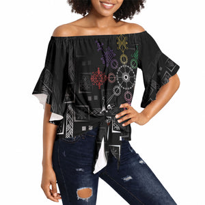 Afro Haiti Vodou Milokan Off Shoulder Wrap Waist Top