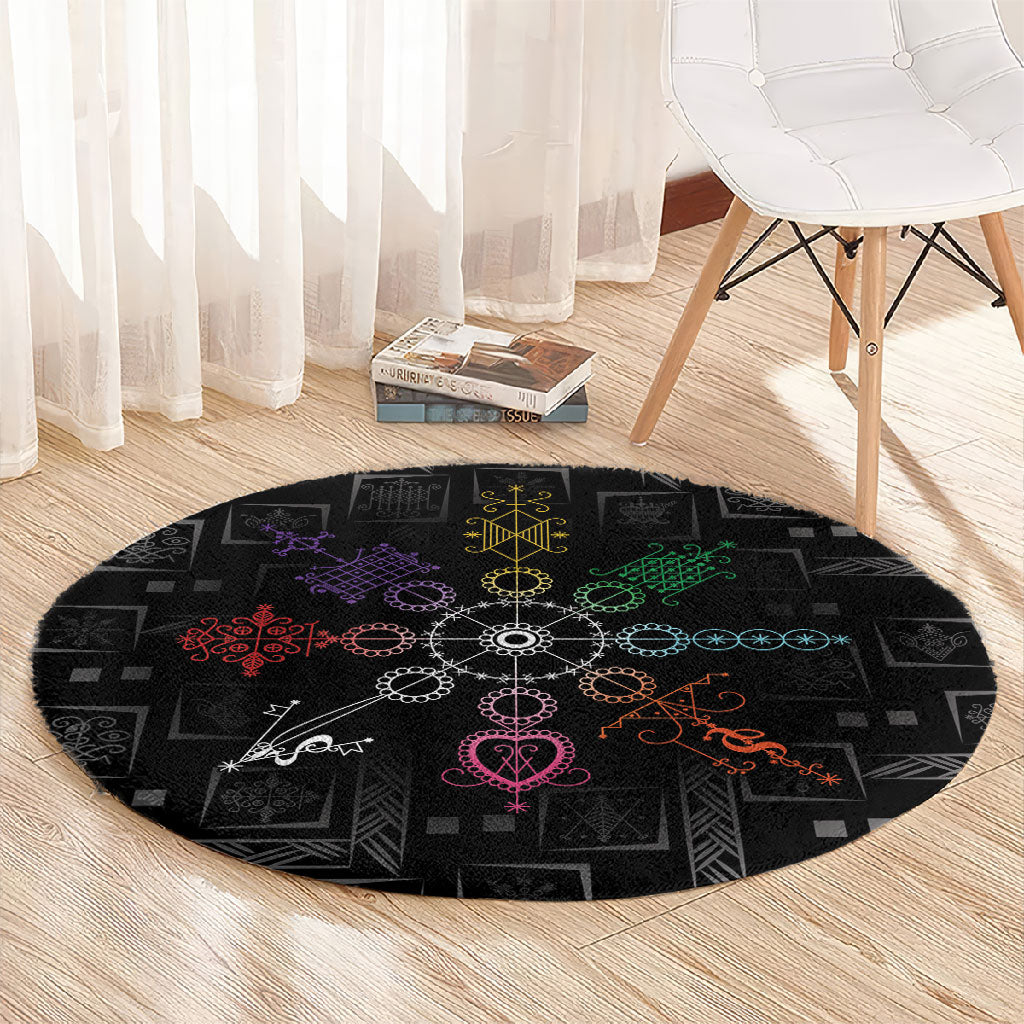 Afro Haiti Vodou Milokan Round Carpet