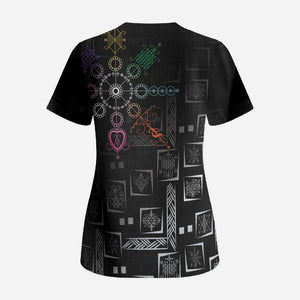 Afro Haiti Vodou Milokan Scrub Top