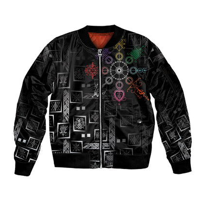 Afro Haiti Vodou Milokan Sleeve Zip Bomber Jacket