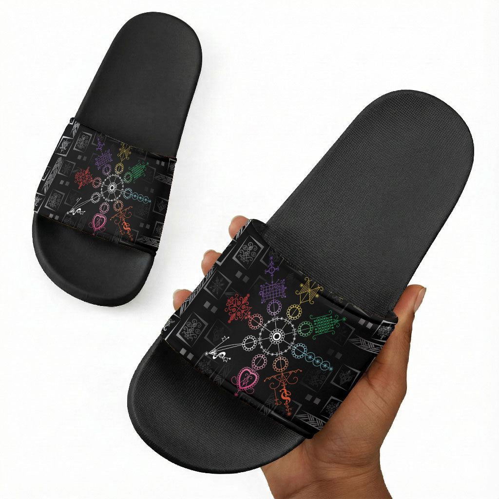 Afro Haiti Vodou Milokan Slide Sandals