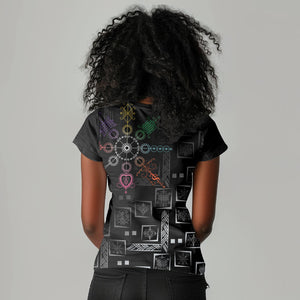 Afro Haiti Vodou Milokan Women V-Neck T-Shirt