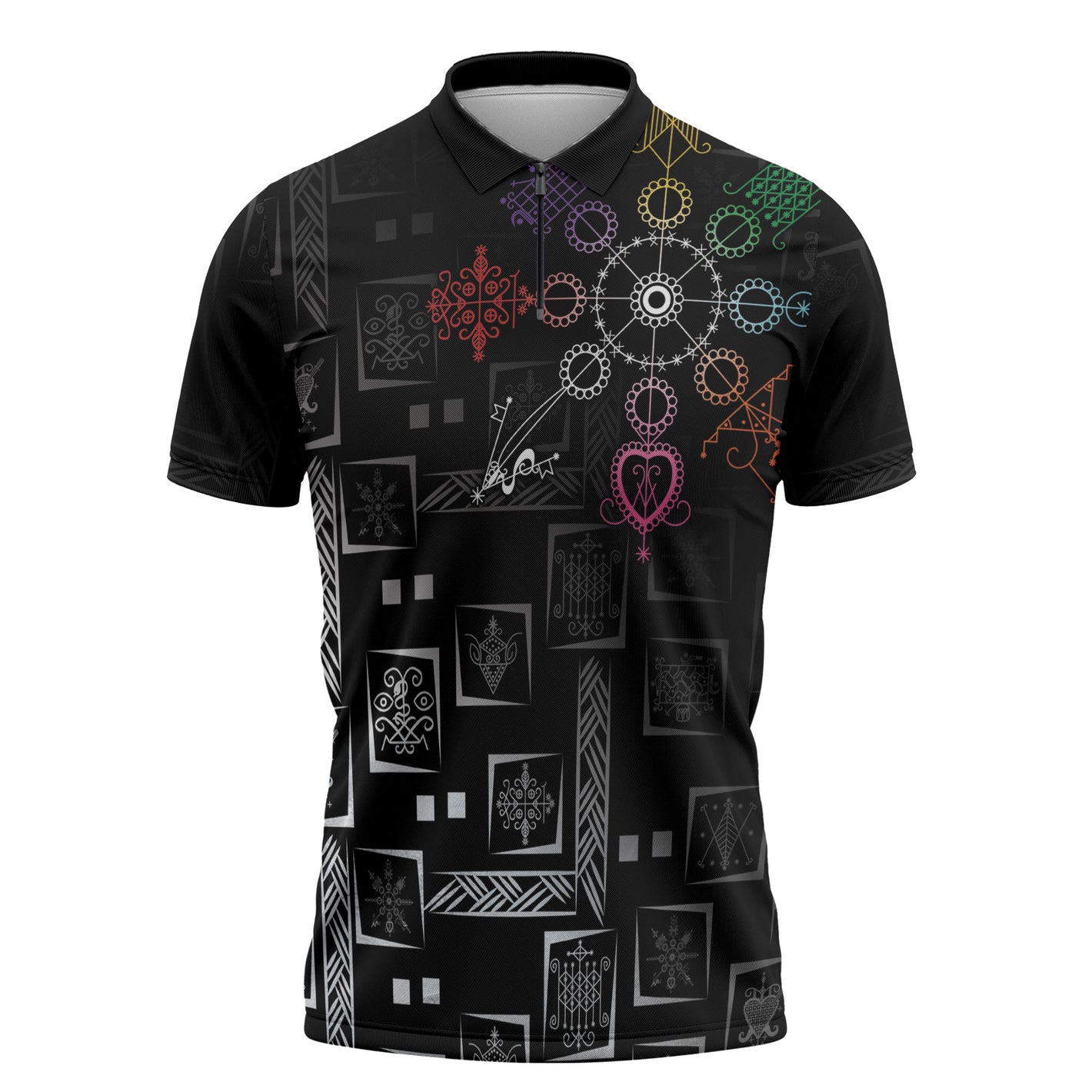 Afro Haiti Vodou Milokan Zipper Polo Shirt