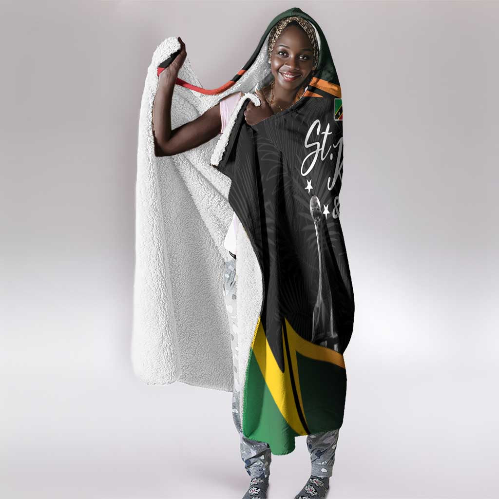 St Kitts and Nevis Cricket Afro Hooded Blanket Go Patriots Go Champions - African Pride
