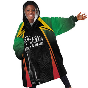 St Kitts and Nevis Cricket Custom Afro Kid Wearable Blanket Hoodie Go Patriots Go Champions - African Pride